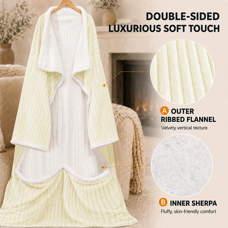 Sleeved heated blanket, Pearl Ivory, view 2