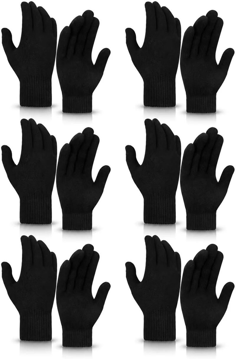 Stretch knit gloves, Black, view 1