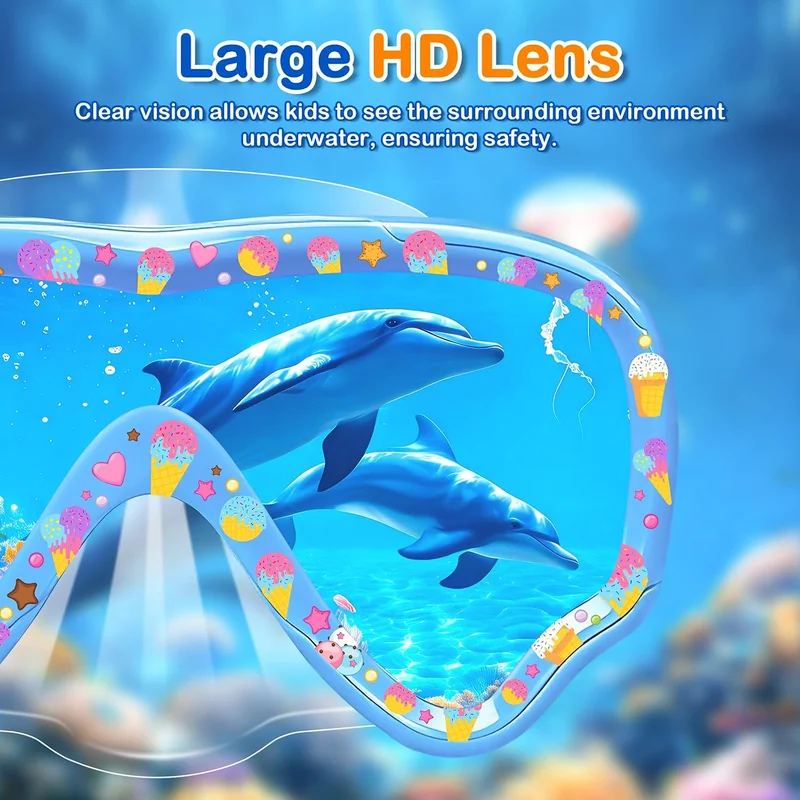 Kids swim mask, Blue · Fabric strap, view 2